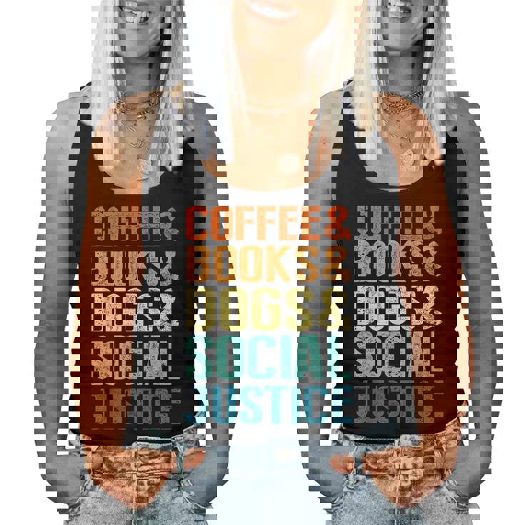 Coffee Books Dogsocial Justice レディースタンクトップ