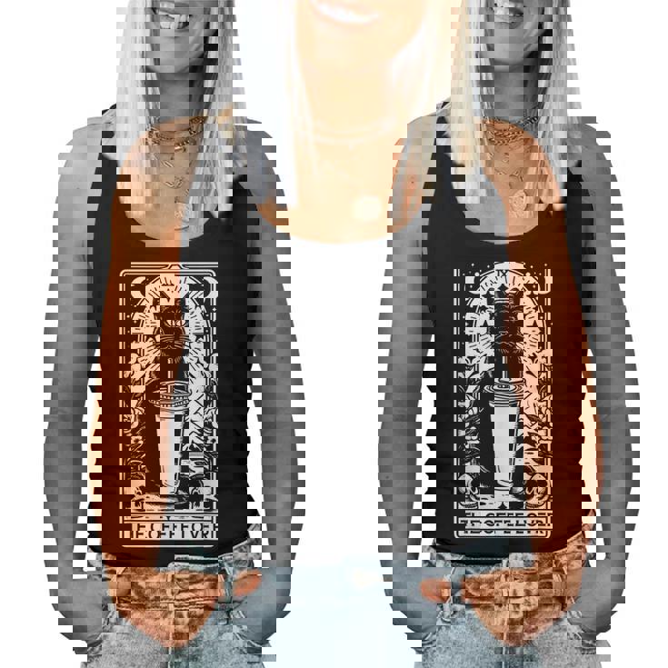 The Coffee Lover Cat ビンテージ ゴシック タロットカード レディースタンクトップ