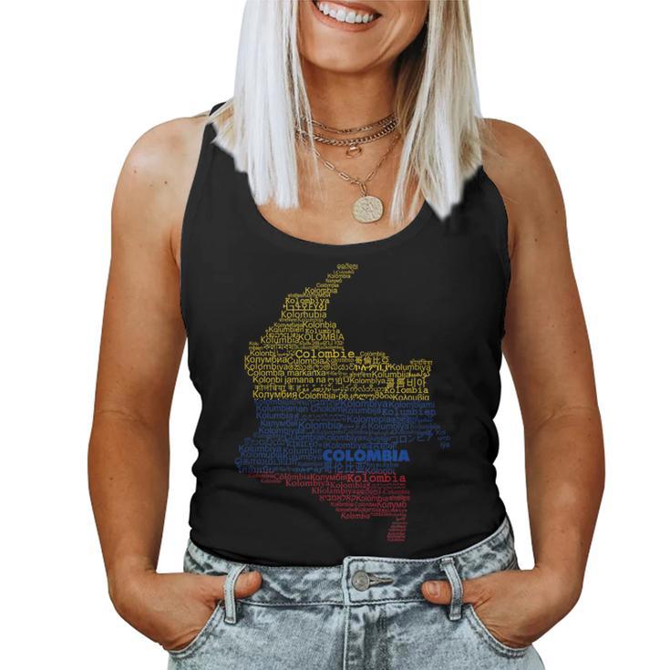 Colombia Mapa Bandera De Colombia Colombia En Idiomas Del Mundo Camiseta sin mangas para mujer