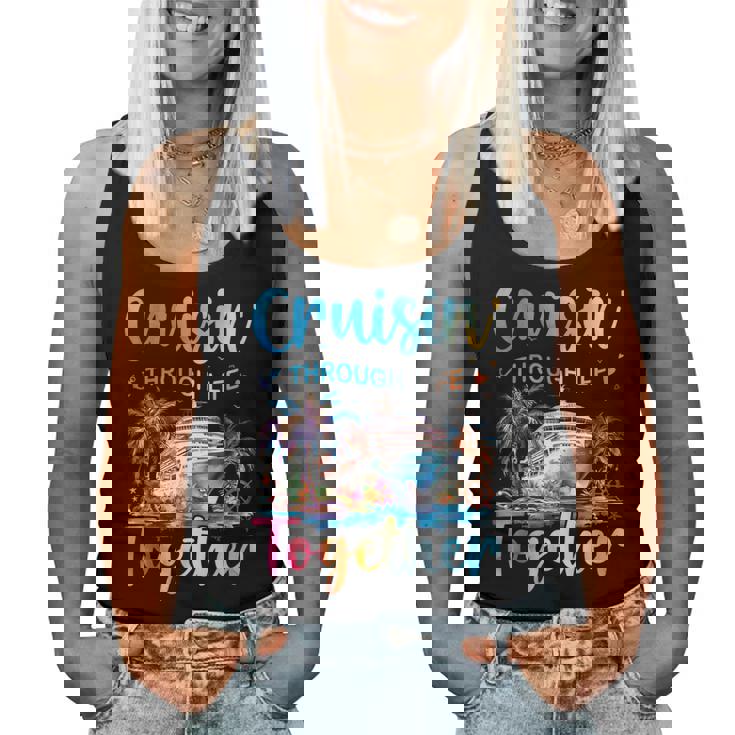 Cruisin Through Life Together Husband And Wife Cruise Couple Women Tank Top