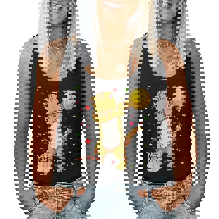 Dabbing Cat ボウリングシャツ 面白いボウリングギフト 猫 お母さん 女の子 レディースタンクトップ