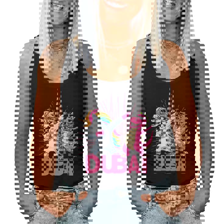 Dabbing ユニコーン 恐竜 男性 女性 男の子 女の子 キッズ ドバイ レディースタンクトップ