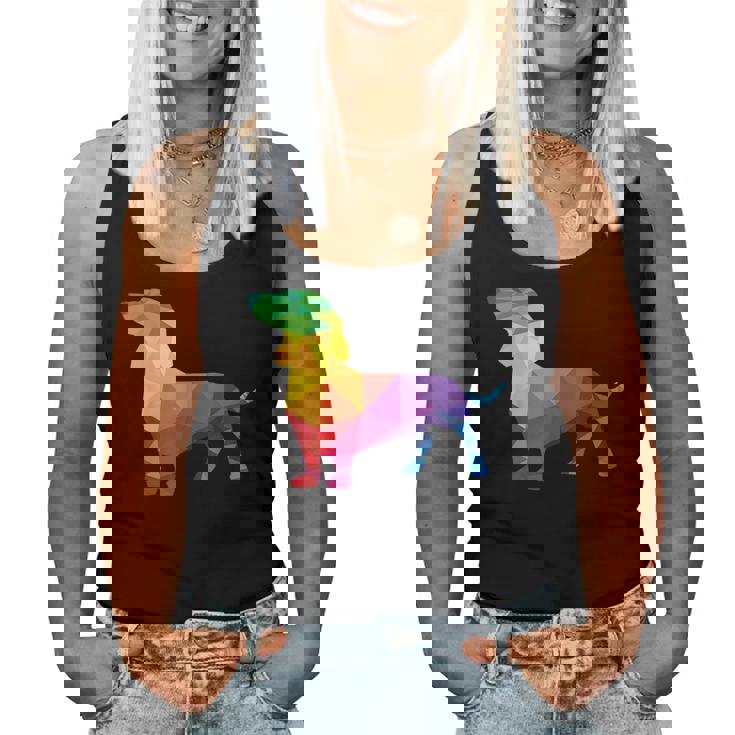 Dachshund Gay Pride Lgbt Lgbtq Rainbow Flag Dog Lovers レディースタンクトップ