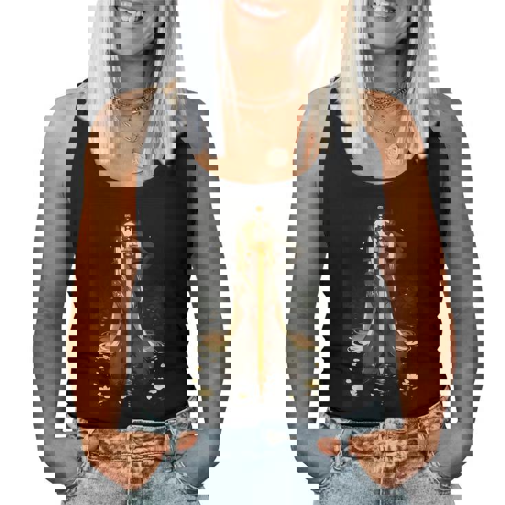 Demon Anime Girl Horns Katana レディースタンクトップ