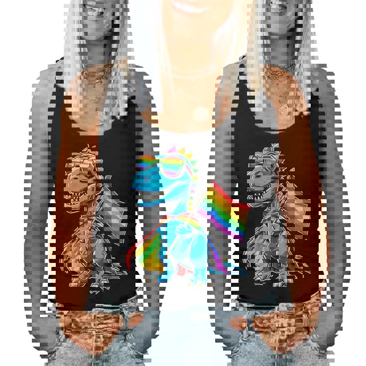 Dinosaur Gay Pride Lgbt Rainbow Flag Women Tank Top