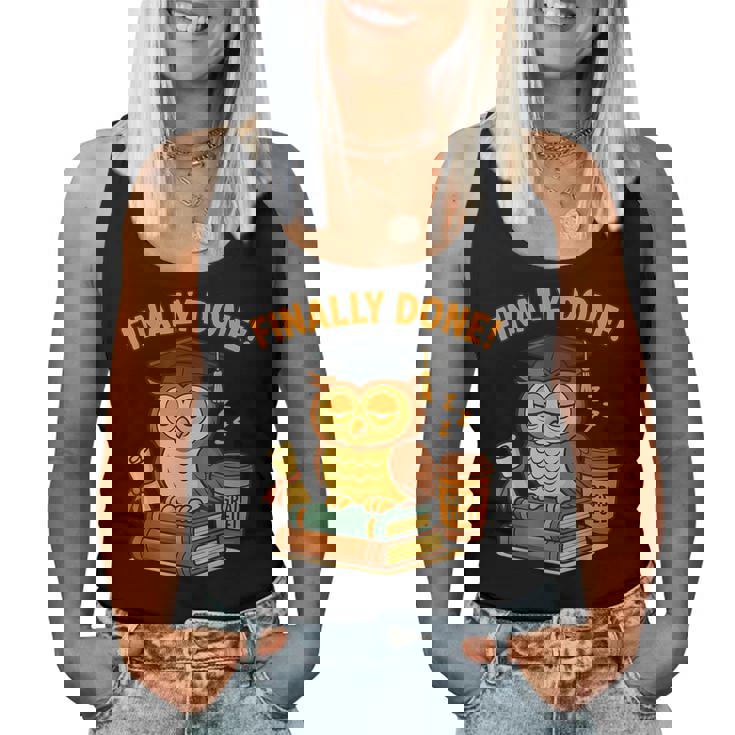 Finally Done Owl Grad 2025 デコレーション レディースタンクトップ