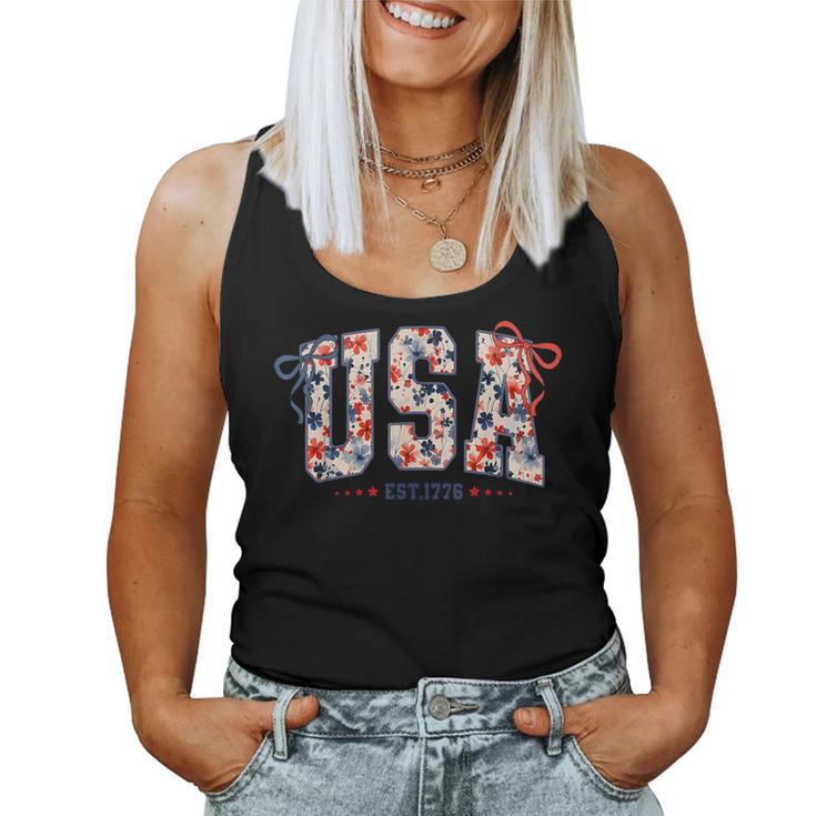 8647 4Th Of July Usa Us American Flag Boho Women Tank Top - Monsterry