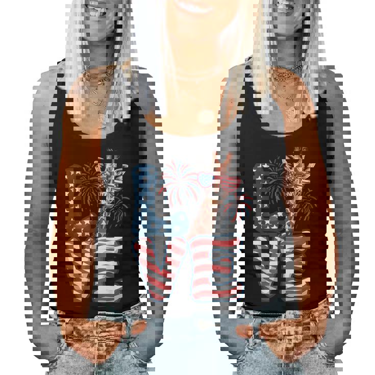 Giraffe Love 4Th Of July Usa Flag Giraffe Women Women Tank Top Giraffe Love 4Th Of July Usa Flag Giraffe Women Women Tank Top