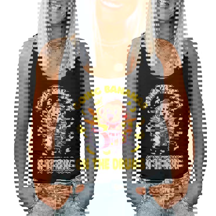 Going Bananas On The Drums 面白いドラム演奏 猿 レディースタンクトップ