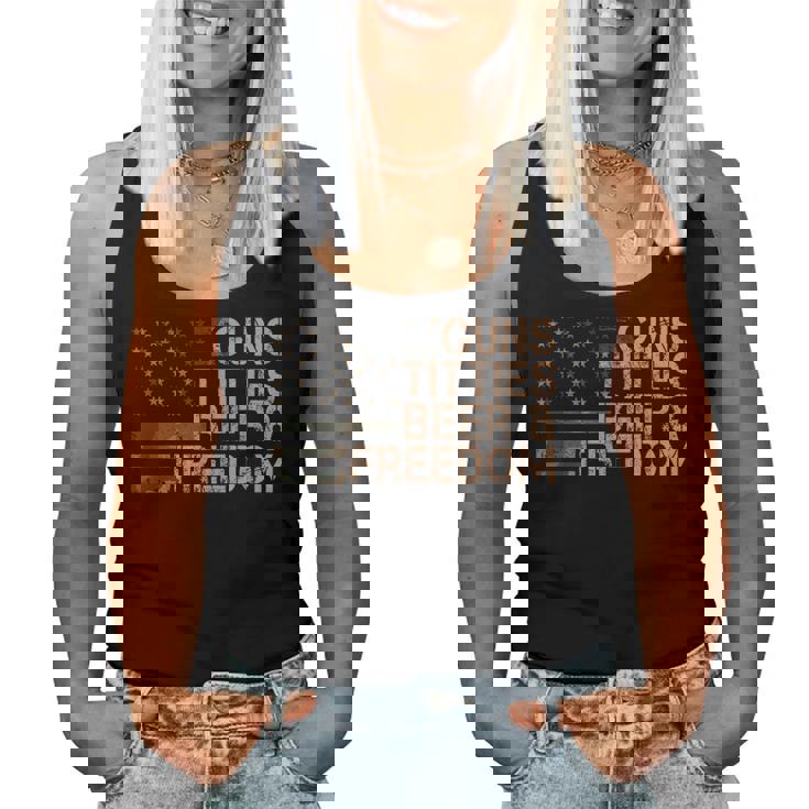 Guns Titties Beer & Freedom Drapeau Américain Humoristique Pour Homme Débardeur pour femme