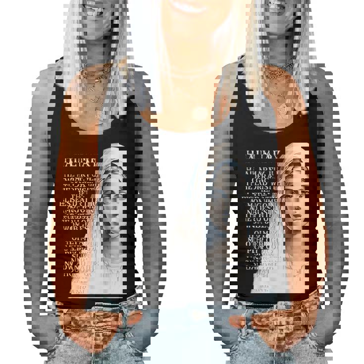 Hail Mary Blessed Mother ロザリオの祈り レディースタンクトップ