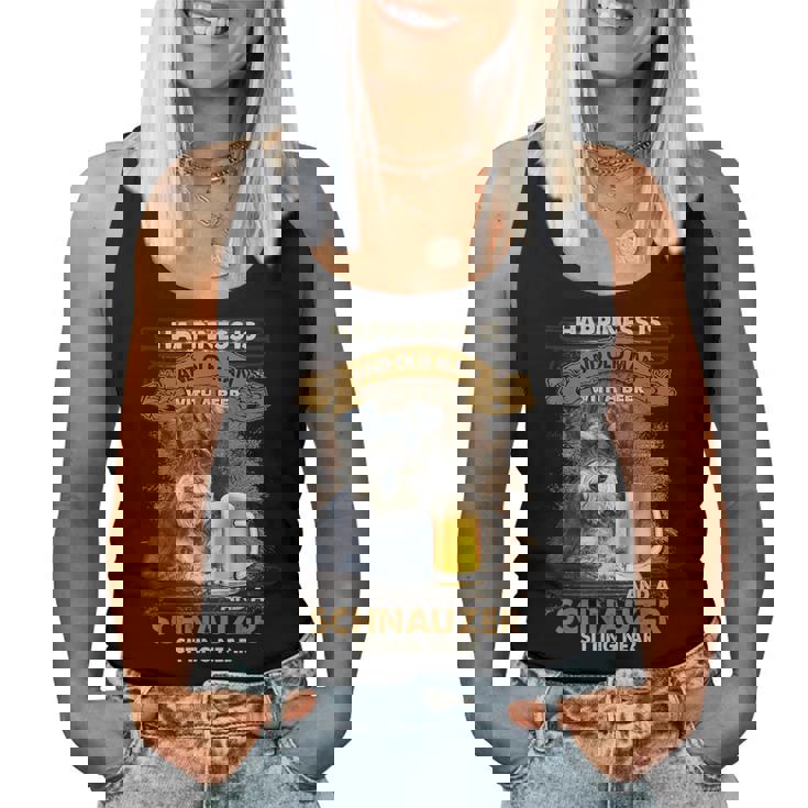 Happiness Is An Old Man With A Beerchnauzeritting Near Near レディースタンクトップ