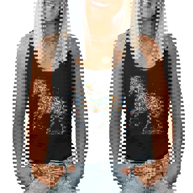 Horse Lover Majestic Horse 馬のグラフィック デザイン レディースタンクトップ