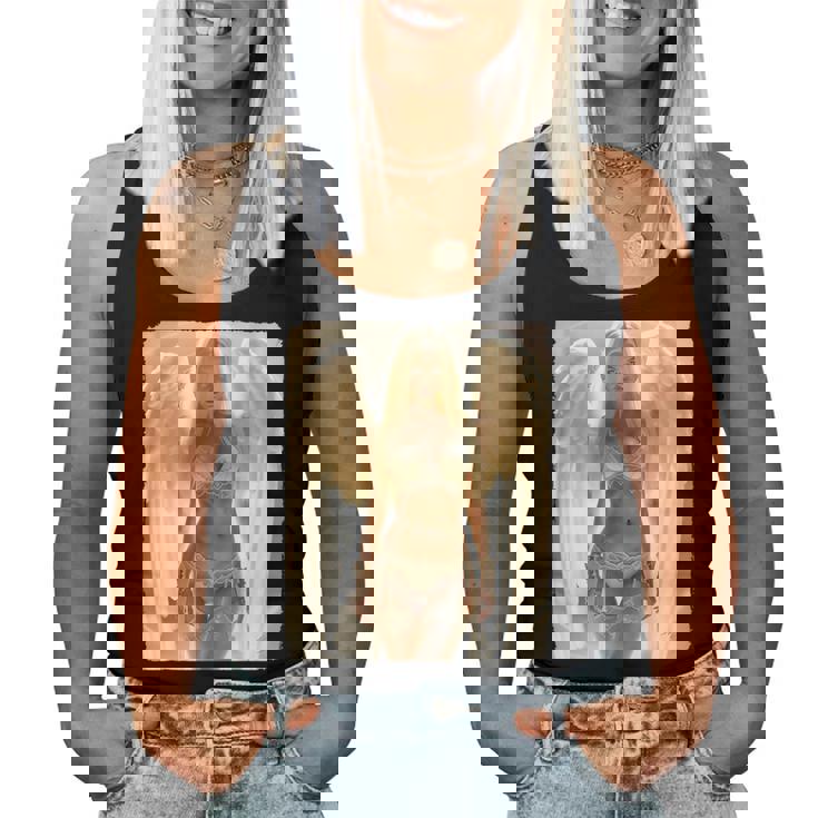 Hot Girl On 男性用 セクシー ブロンド エンジェル ガール ピンナップ レディースタンクトップ