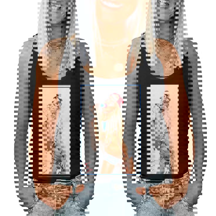 Hot Girl On 男性用 Ice Pop Pinup 2 レディースタンクトップ