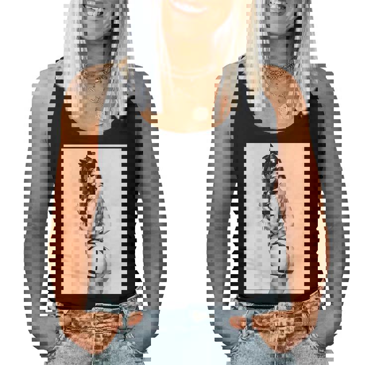 Hot Girl On 男性用 セクシー バッド キティ ピンナップガール B&W レディースタンクトップ