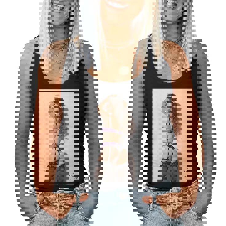 Hot Girl On 男性用 紫のセクシーなモデル レディースタンクトップ