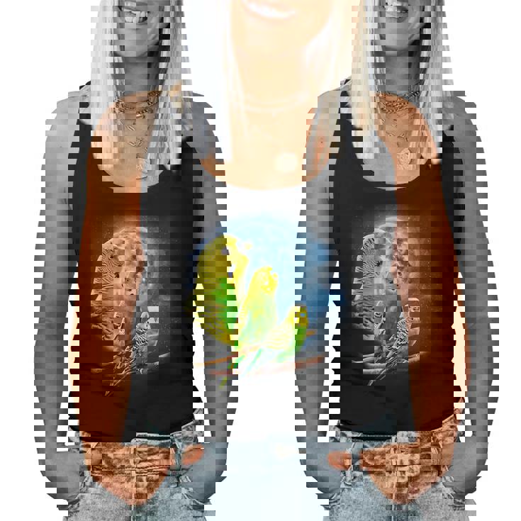 Howling At The Moon シャツ インコシャツ インコ セキセイインコ レディースタンクトップ