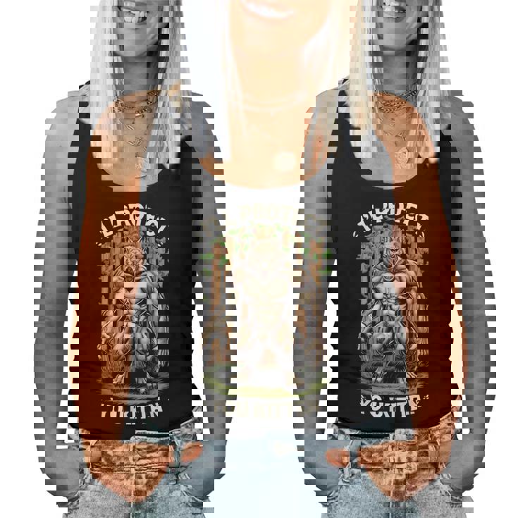 I'll Protect You Kitten Wolf Meme Joke 皮肉な女性 男性 レディースタンクトップ