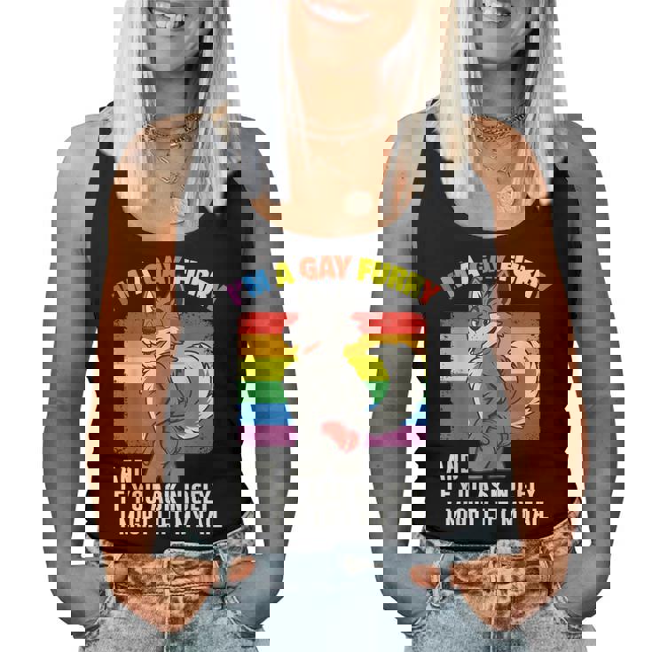 I'm A Gay Furry Pride Month Gay Lgbtq Rainbow Fox Furry Women Tank Top