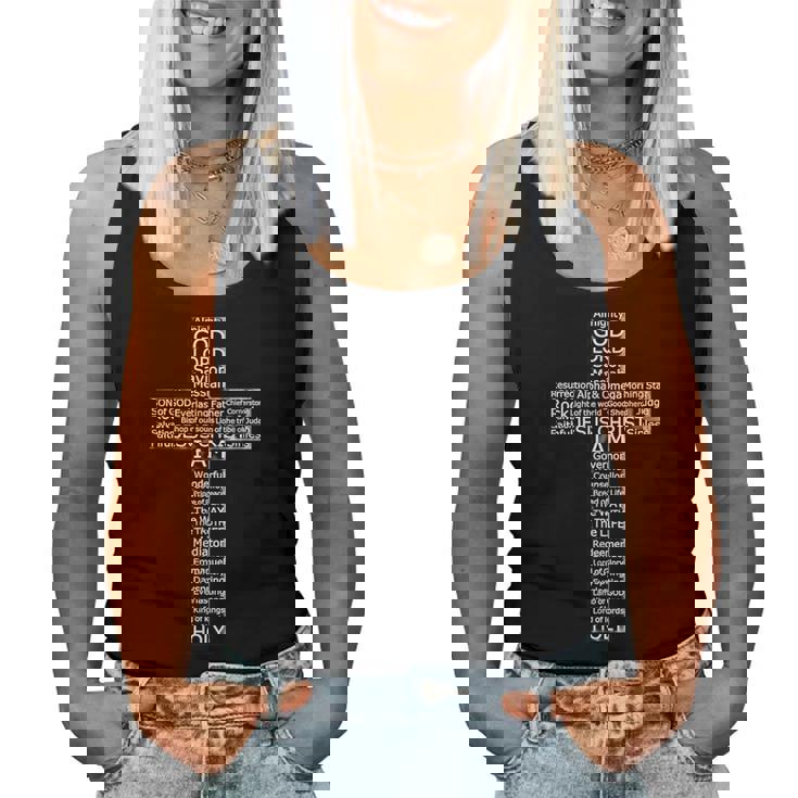 Jesus Christ Messiah Biblical Names Christian Faith Cross レディースタンクトップ