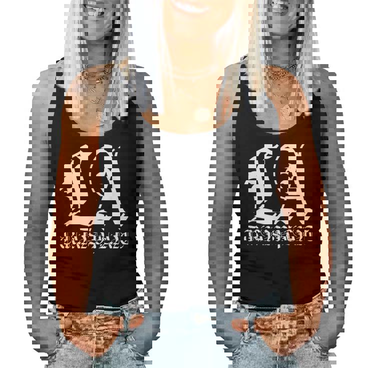 La Transplant ホワイト オールド イングリッシュグラフィック レディースタンクトップ