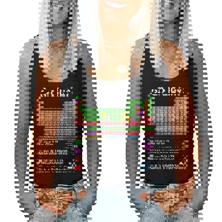 Can I Lick It Periodic Table Chart Science Teacher Cool Meme Women Tank Top