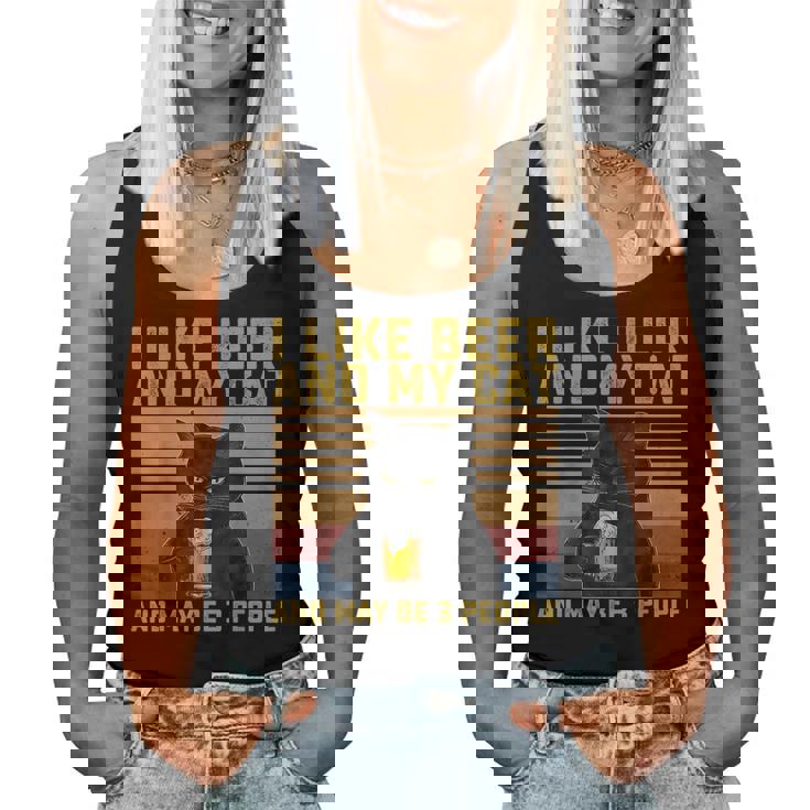 I Like Beer My Cat And Maybe 3人 猫好き ギフト レディースタンクトップ