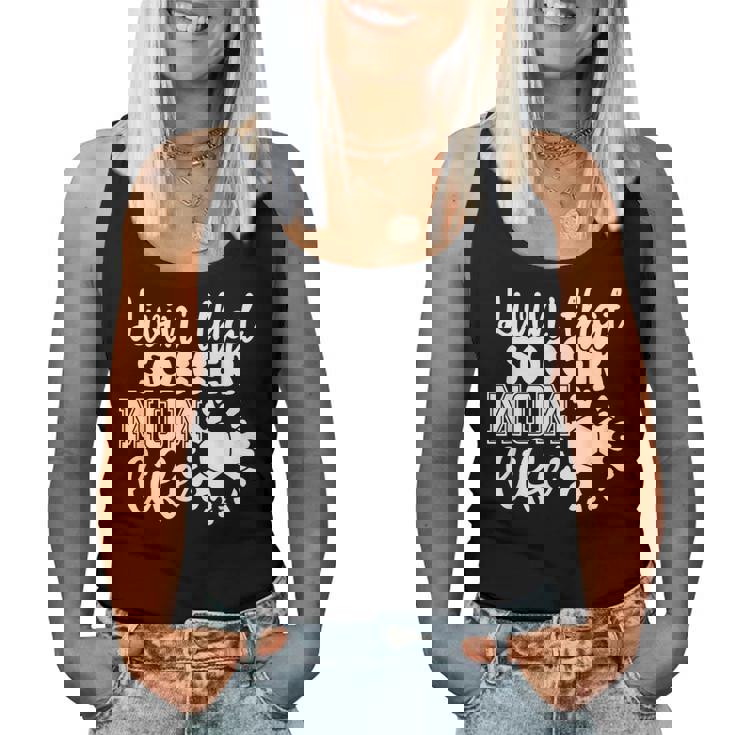 Livin' Thatoccer Mom Life ファニースポーツ 母の日 レディースタンクトップ