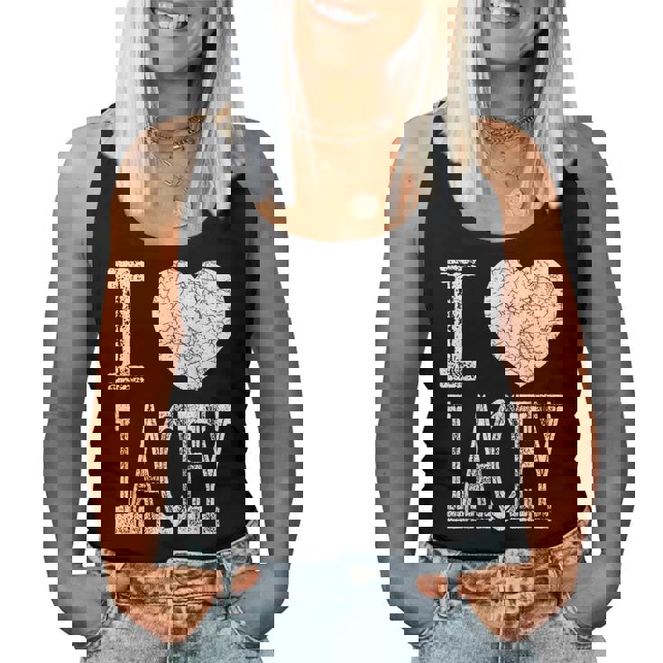 I Love Lacey バレンタイン ガールフレンド 女の子 娘 ハート 妻 レディースタンクトップ