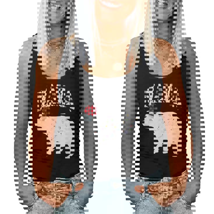 Mama Bear Xmas Buffalo Plaid Lights Matching Family Pajama レディースタンクトップ