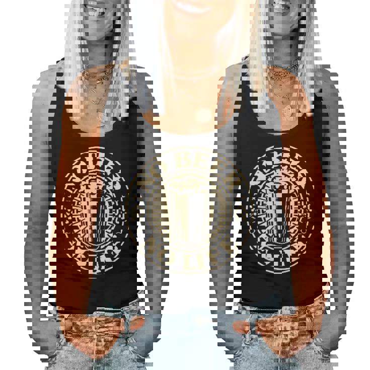 No Beer No Life ヴィンテージ飲酒 ビール愛好家向け 左胸 レディースタンクトップ