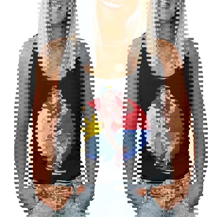 Pinay Girl フィリピン 強い フィリピン国旗 フィリピンプライド レディースタンクトップ