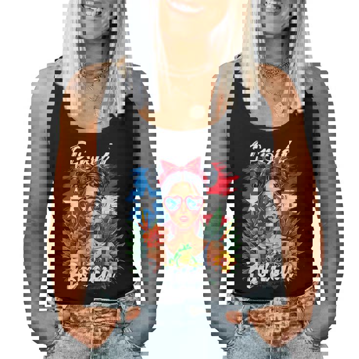 Puerto Rican Girls Boricua Puerto Rico Heritage Messy Bun Women Tank Top