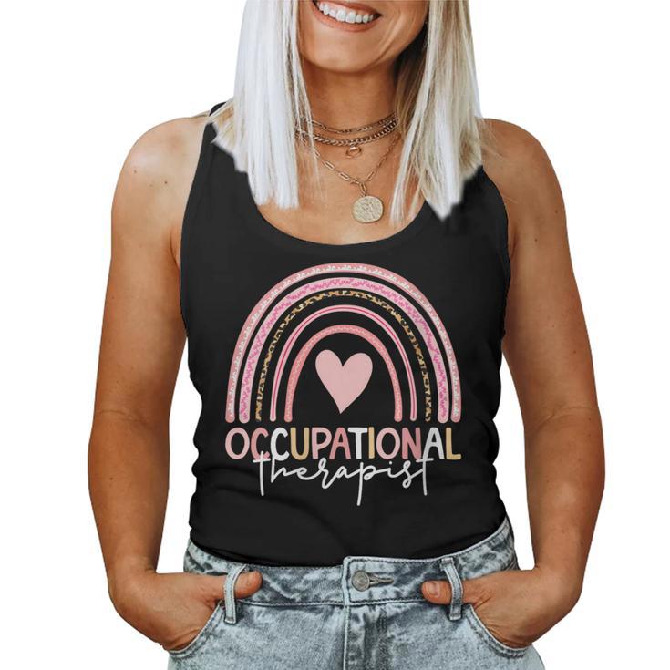 Terapeuta Ocupacional Boho Rainbow Terapeuta Ocupacional Cuello Camiseta sin mangas para mujer
