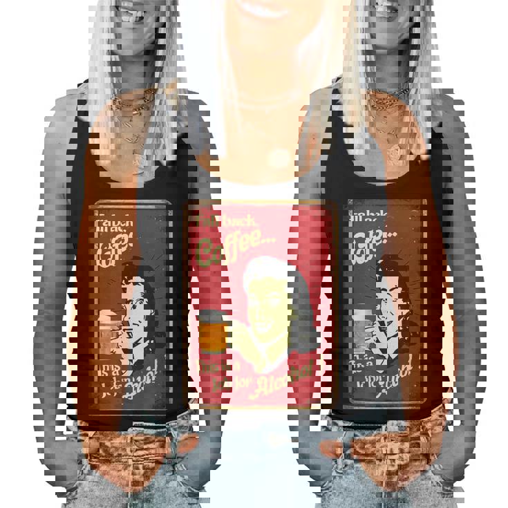 「Fall Back、Coffeeこれはアルコールの仕事だ」 おもしろプリント レディースタンクトップ