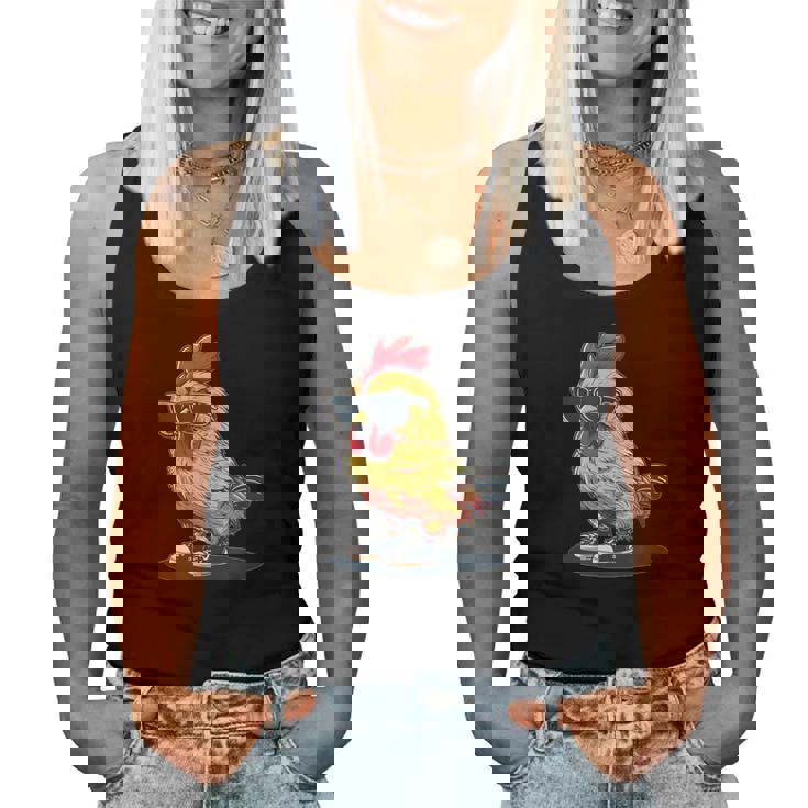 おもしろチキンウェア サングラスと靴 男の子と女の子向け レディースタンクトップ