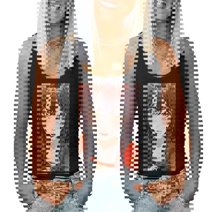 かわいい 可愛い 女の子 若い 美人 イラスト 日本 きれい 赤い服 レディースタンクトップ