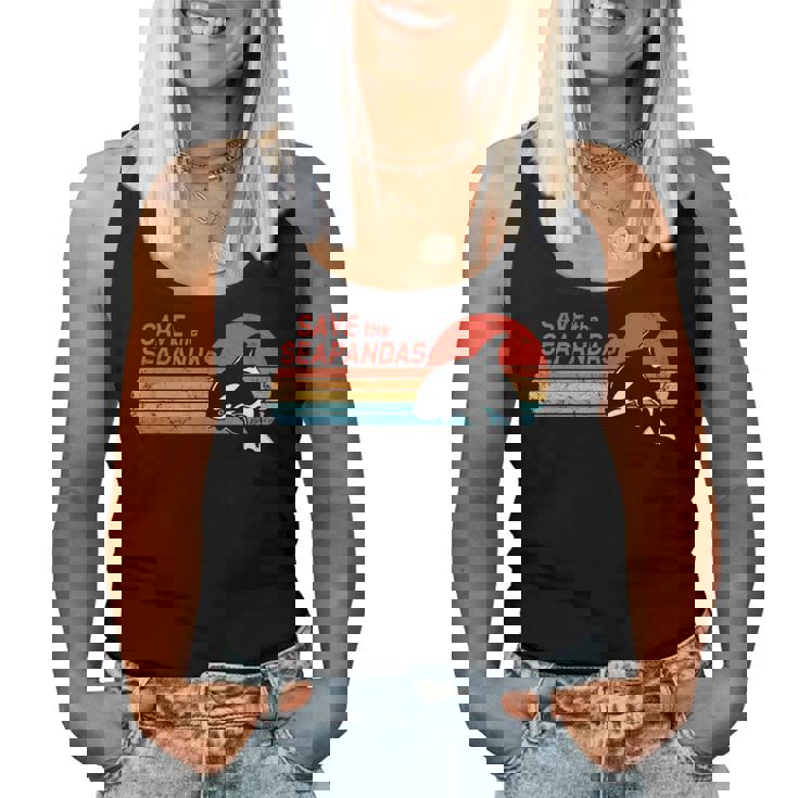 かわいいシャチave Theeapandas レディースタンクトップ