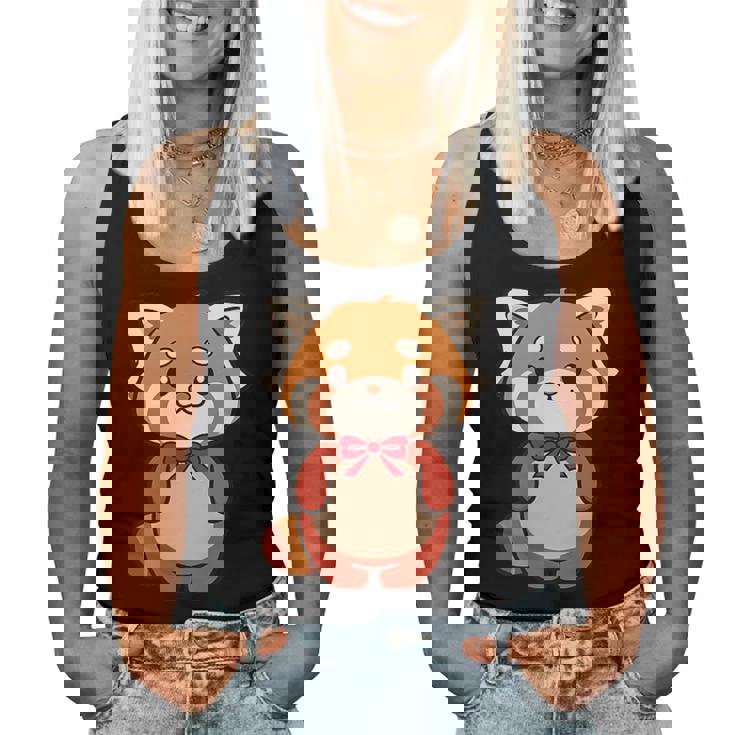 かわいいレッサーパンダ蝶ネクタイ かわいい動物園 日帰り旅行 男の子 女の子 キッズ レディースタンクトップ