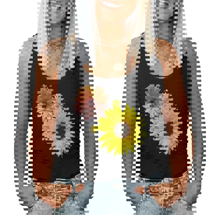 ひまわり ガーベラ 花 デイジー ガーベラ 花 デイジー 花柄 レディースタンクトップ