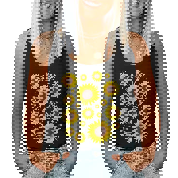 ひまわり 花柄 花 シンプル ポジティブ 夏 グラフィック レディースタンクトップ