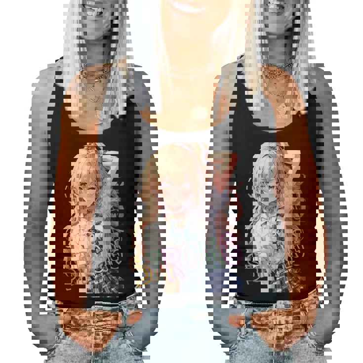 アニメ風イラスト ギャル 最強 可愛い女の子 レディースタンクトップ