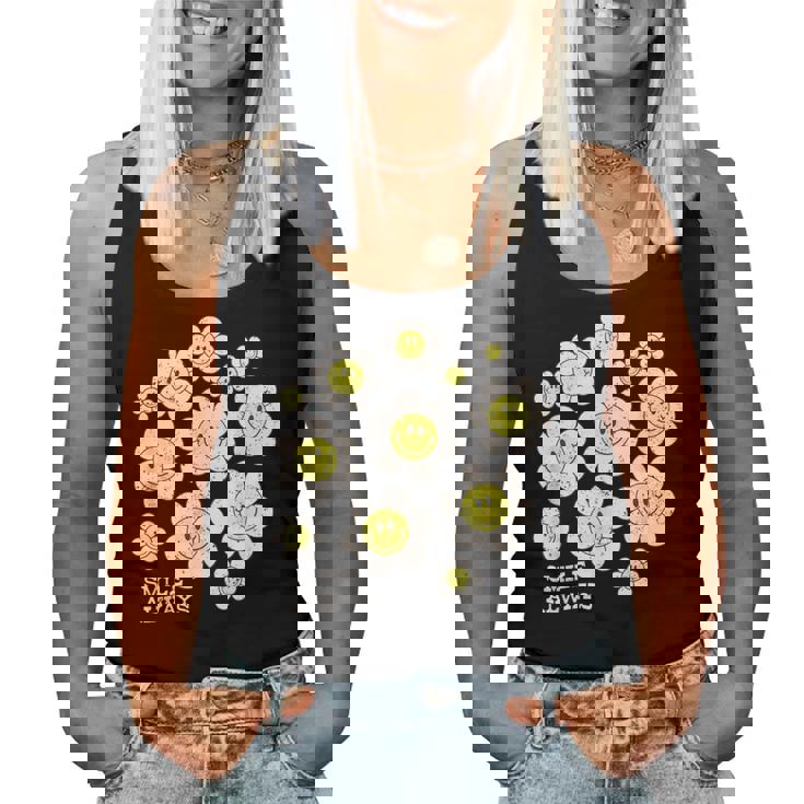 イエロー スマイル 顔 花mile Always キッズ 幼児 女の子 レディースタンクトップ