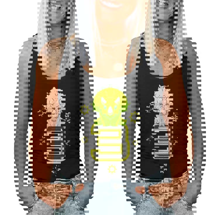 キッズ 3歳 赤ちゃん トリケラトプス 誕生日 恐竜 男の子 女の子 レディースタンクトップ