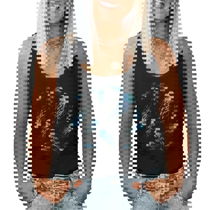 クラゲ柄 海洋生物 海洋生物 海洋生物 女の子 レディースタンクトップ