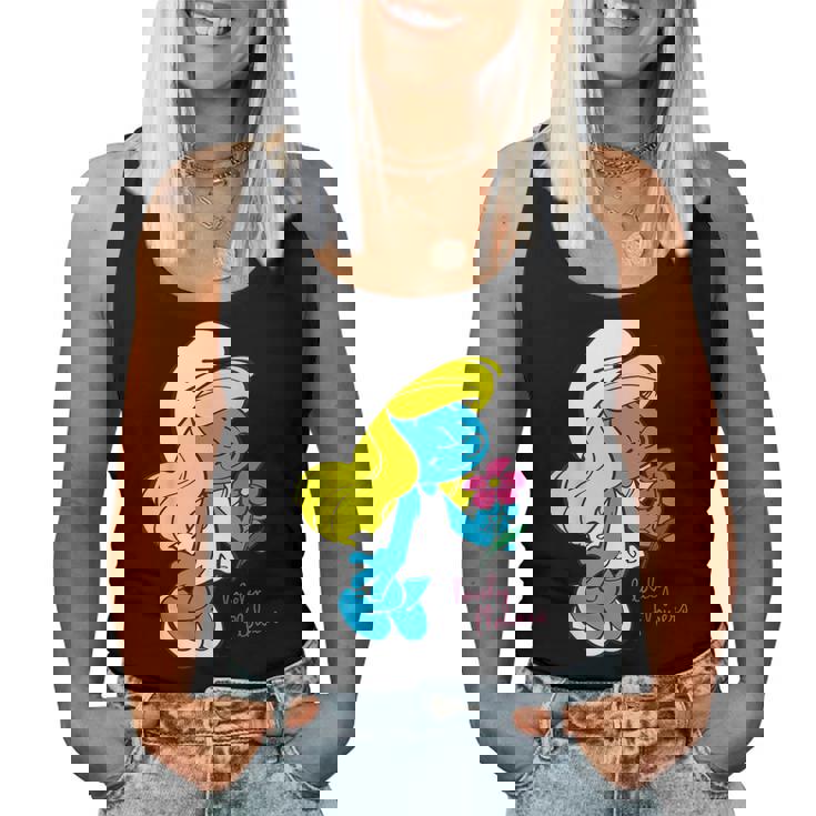 スマーフ スマーフェット キャラクター 花 咲く スマーフィー ファン レディースタンクトップ