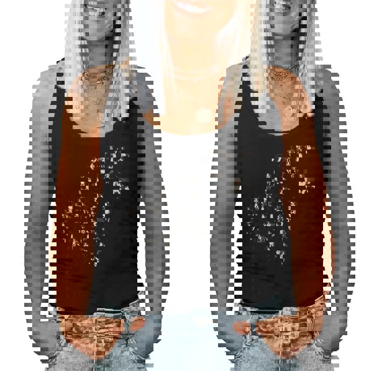 タンポポ ボーダーコリーの花、花のボーダーコリーの木 レディースタンクトップ