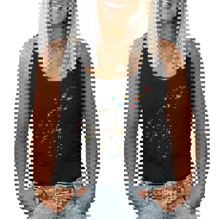 タンポポのカエルの花、花のカエルの木 レディースタンクトップ