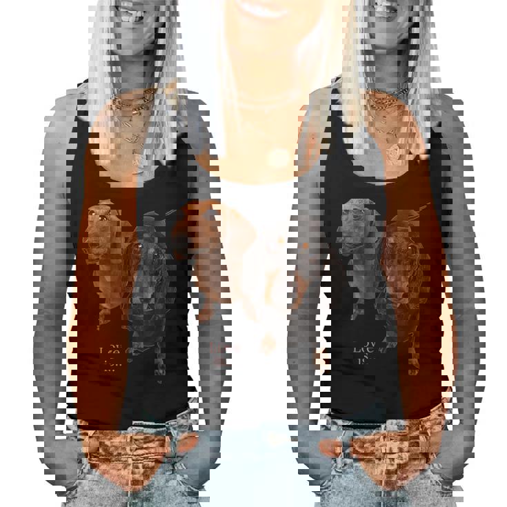 ダックスフントシャツ Weiner Dog Mom Dad Love Doxie Puppy キュート レディースタンクトップ